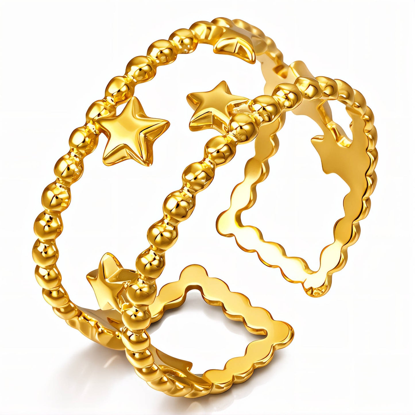 Stars Ring, 18K Gold Plated Steel