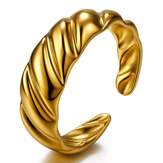 Croissant Ring, 18K Gold Plated Steel