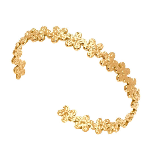 Flowers Bracelet, 18K Gold Plated Steel