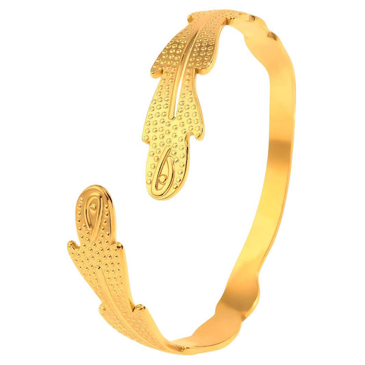 Leaves Bracelet, 18K Gold Plated Steel