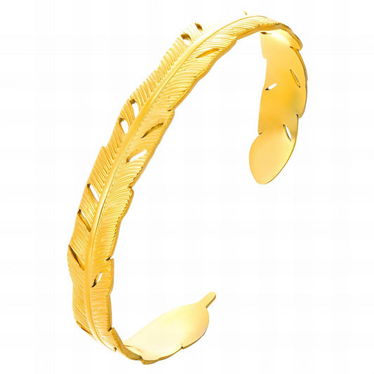 Leaves Bracelet, 18K Gold Plated Steel