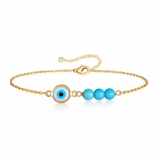 Evil Eye Bracelet, 18K Gold Plated Steel