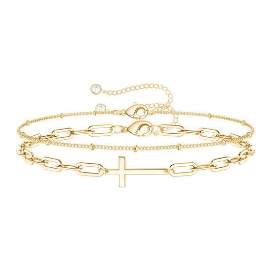 Crosses Bracelet, 18K Gold Plated Steel