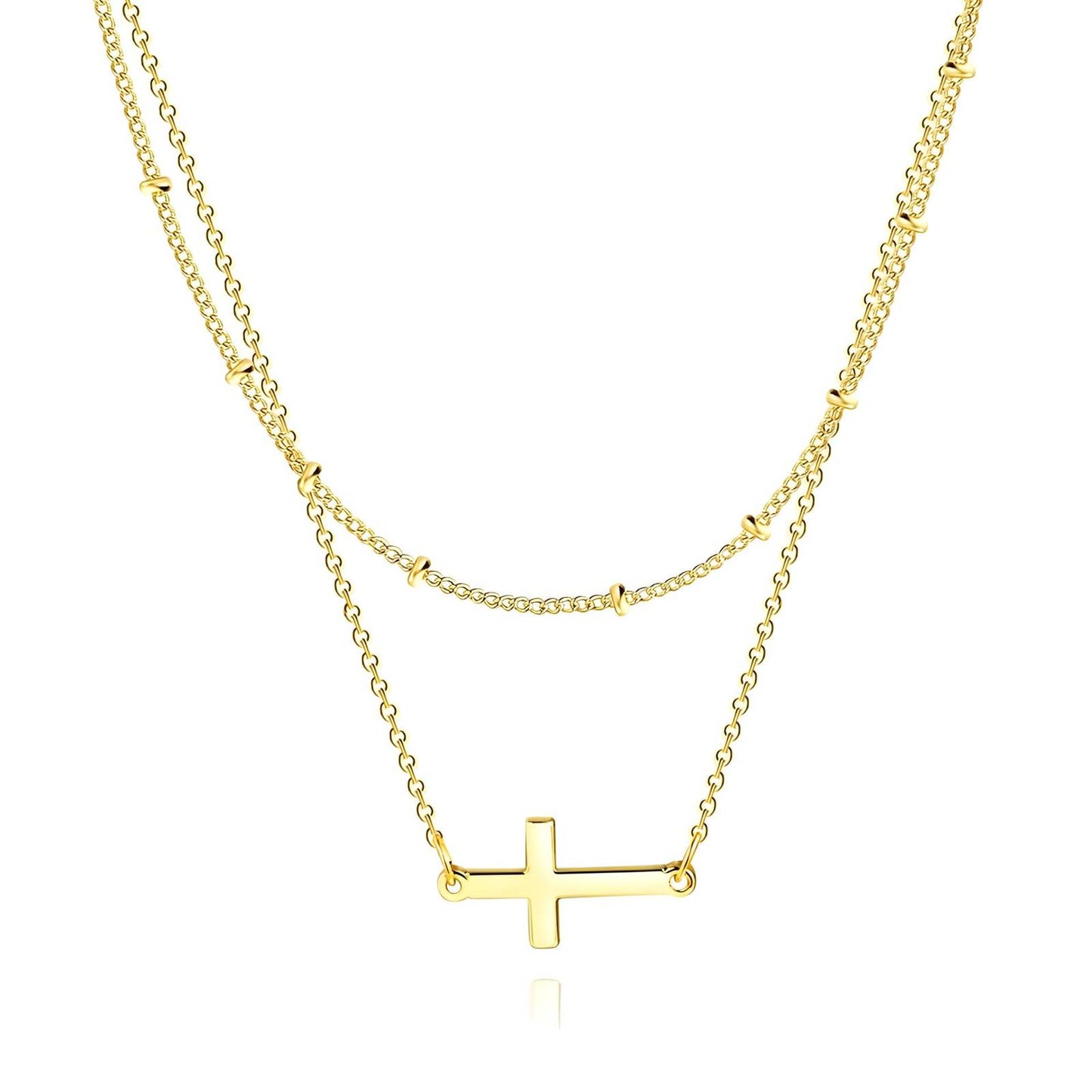 Crosses Necklace, 18K Gold Plated Steel