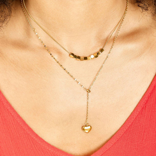 Heart Necklace, 18K Gold Plated Steel