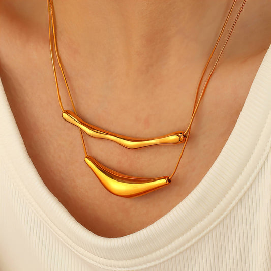 Necklace, 18K Gold Plated Steel