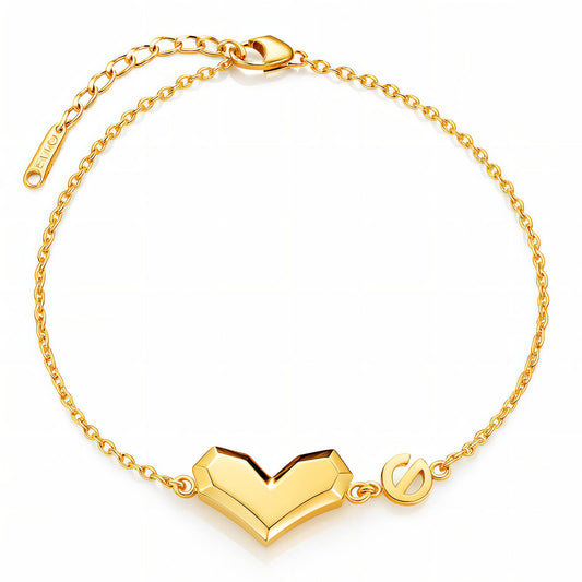 Heart Bracelet, 18K Gold Plated Steel
