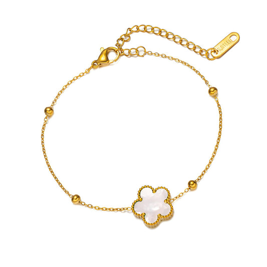 Flower Bracelet, 18K Gold Plated Steel