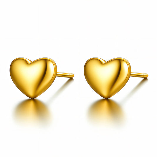 Hearts Earrings, 18K Gold Plated Steel