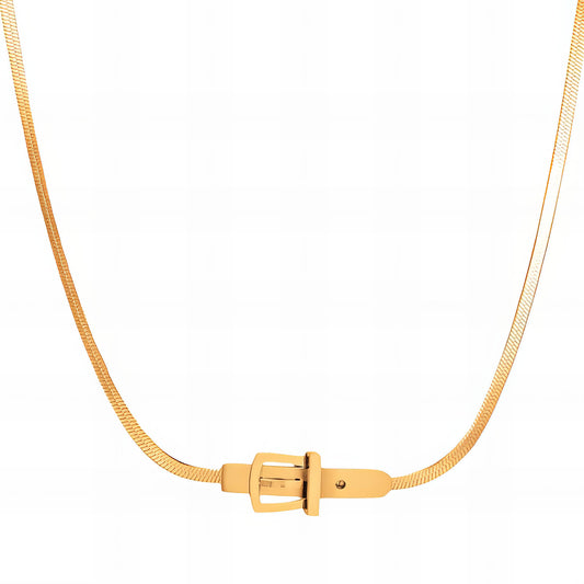 Belt Necklace, 18K Gold Plated Steel