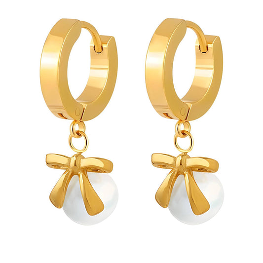 Earrings, 18K Gold Plated Steel