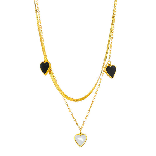 Hearts Necklace, 18K Gold Plated Steel