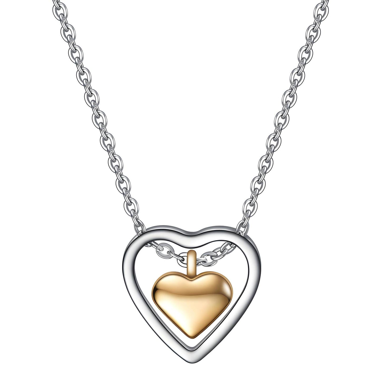 Hearts Necklace, 18K Gold Plated Steel
