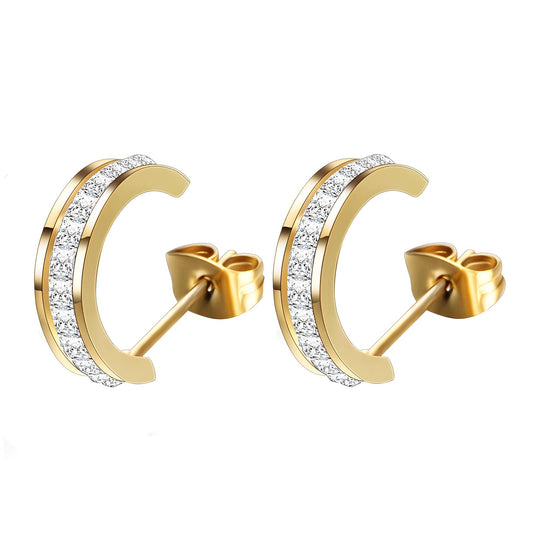 Earrings, 18K Gold Plated Steel