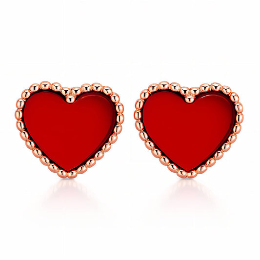 Hearts Earrings, 18K Gold Plated Steel