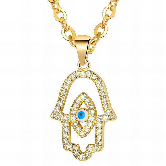 Evil Eye Necklace, 18K Gold Plated Steel