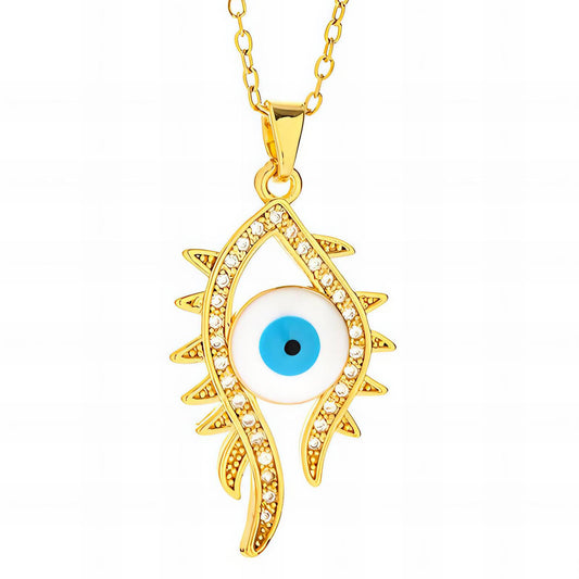 evil eye Necklace, 18K Gold Plated Steel