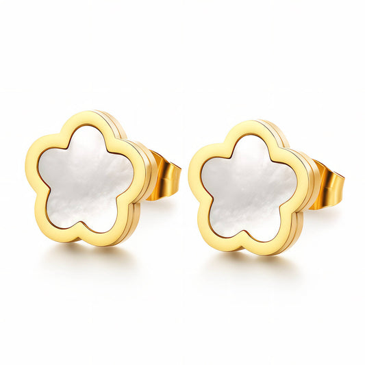 Flowers Earrings, 18K Gold Plated Steel