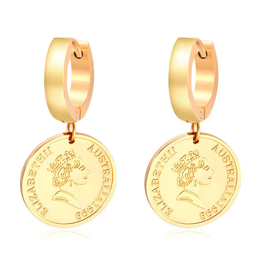 Earrings, 18K Gold Plated Steel
