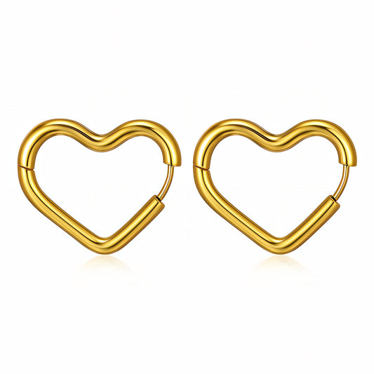 Hearts Earrings, 18K Gold Plated Steel