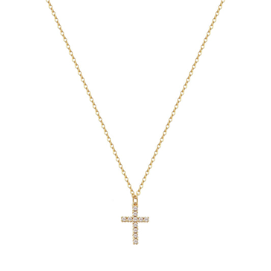 Crosses Necklace, 18K Gold Plated Steel