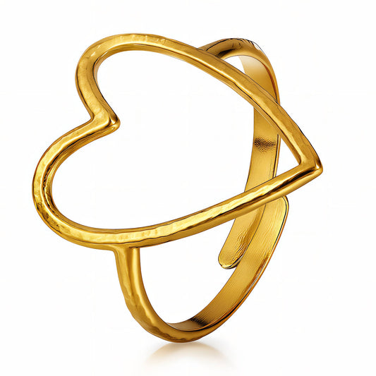 Heart Ring, 18K Gold Plated Steel