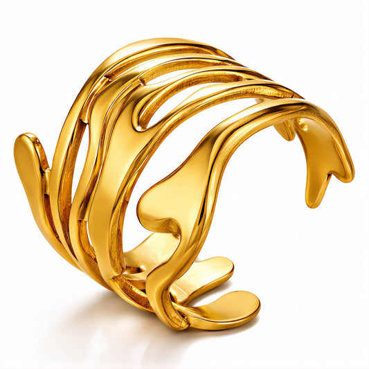 Ring, 18K Gold Plated Steel