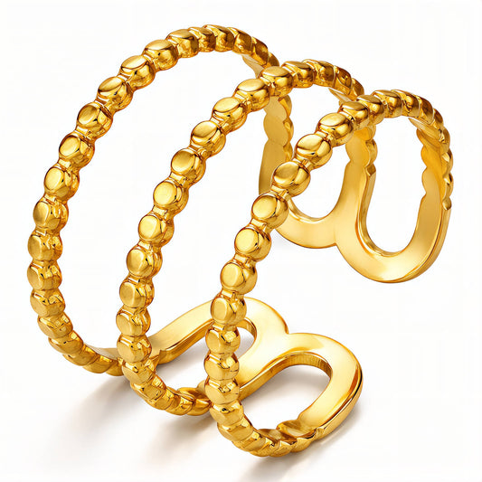 Ring, 18K Gold Plated Steel