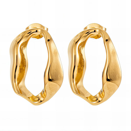 Earrings, 18K Gold Plated Steel