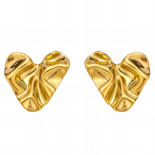 Hearts Earrings, 18K Gold Plated Steel