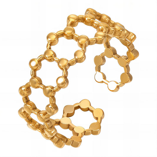 Ring, 18K Gold Plated Steel