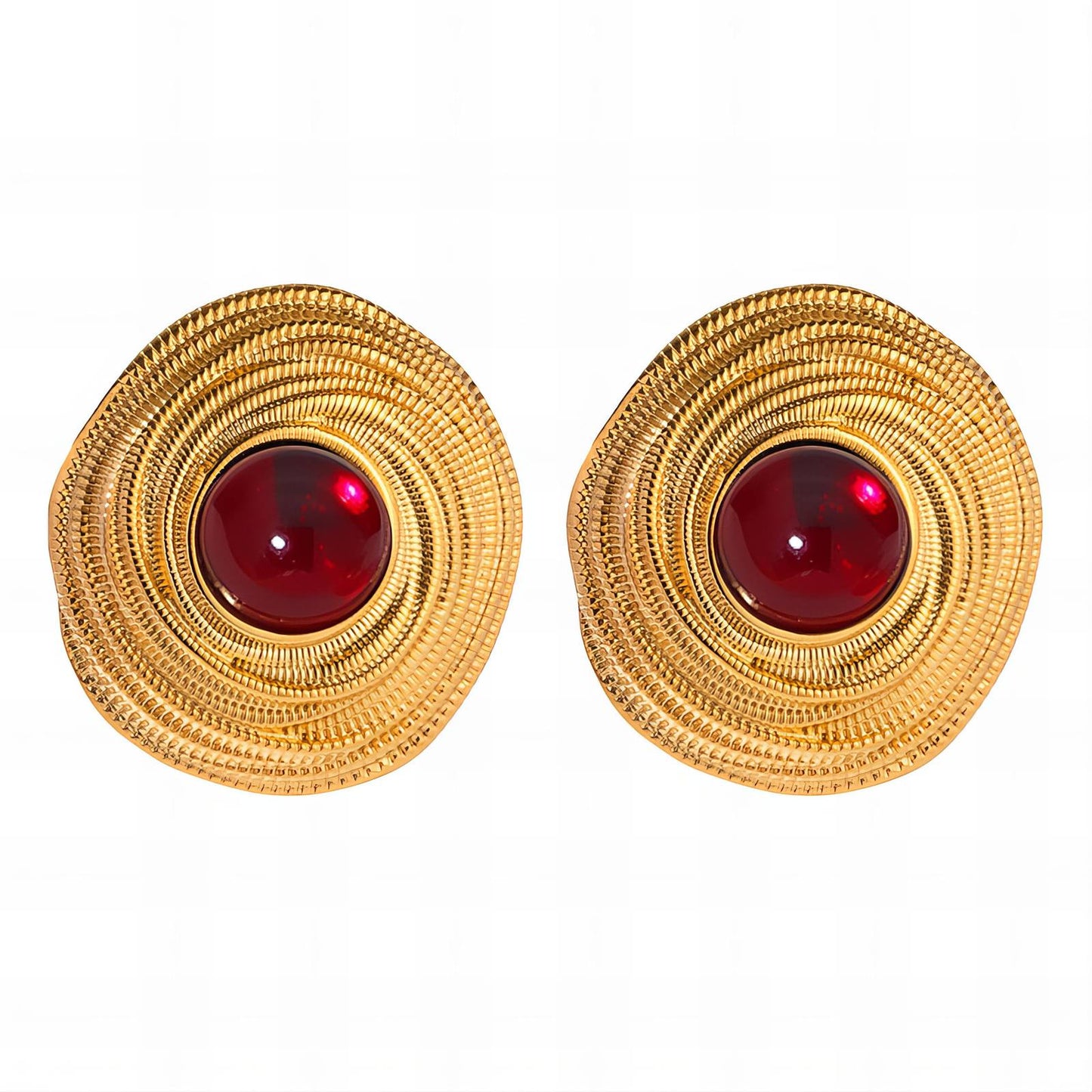 Earrings, 18K Gold Plated Steel
