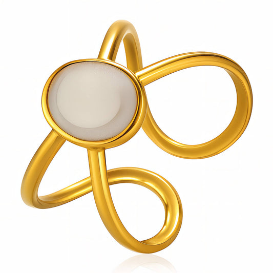 Ring, 18K Gold Plated Steel