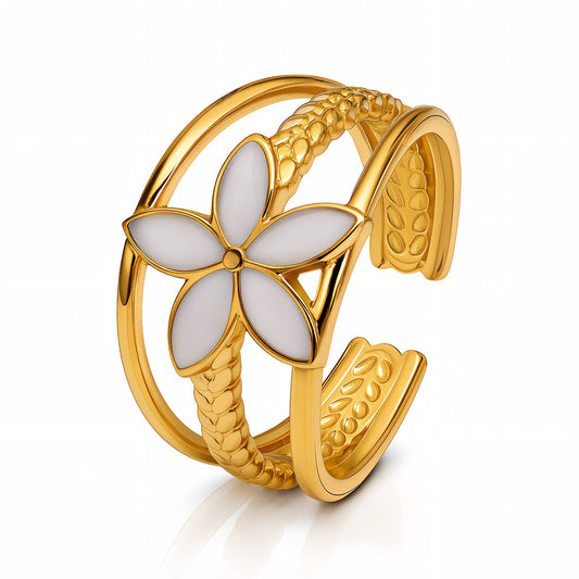Flower Ring, 18K Gold Plated Steel