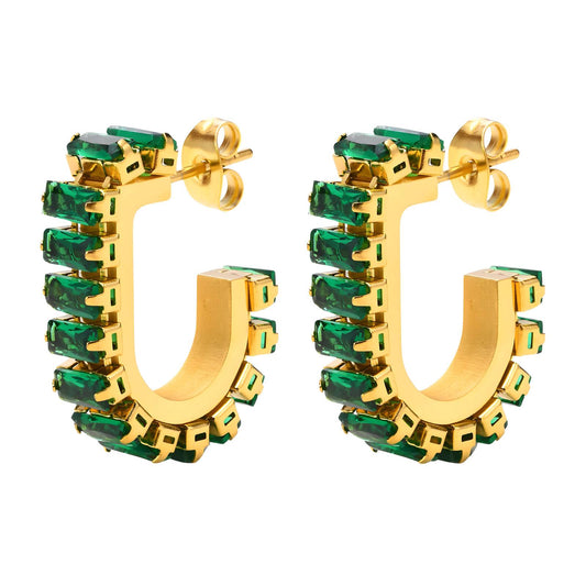 Earrings, 18K Gold Plated Steel