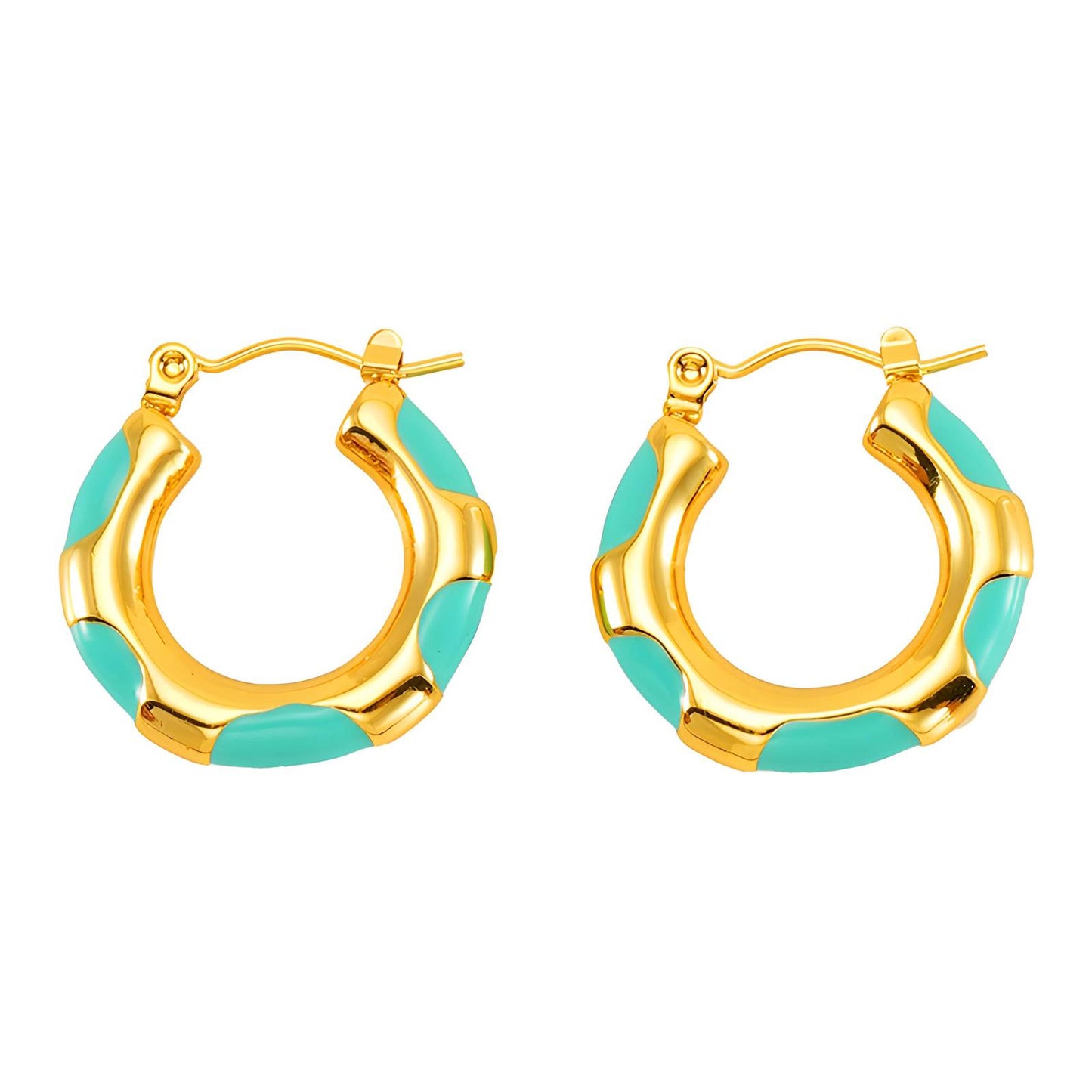 Earrings, 18K Gold Plated Steel