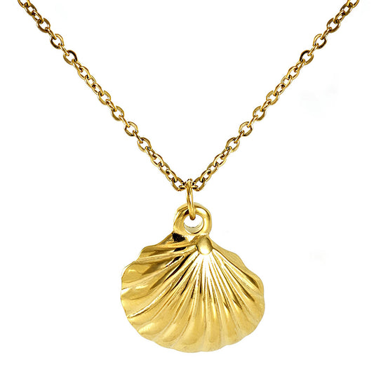 Seashell Necklace, 18K Gold Plated Steel
