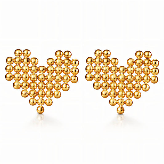 Hearts Earrings, 18K Gold Plated Steel