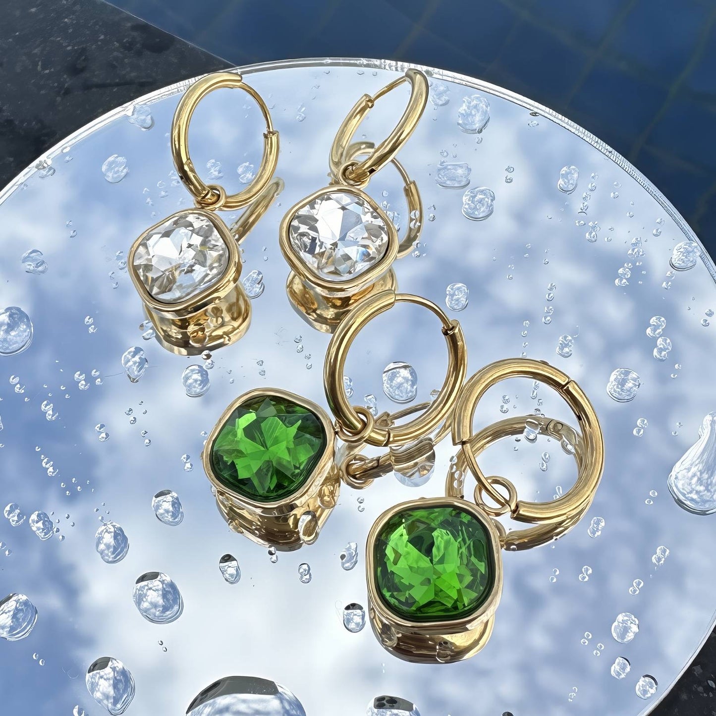 Earrings, 18K Gold Plated Steel