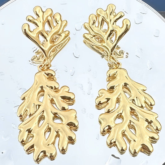 Earrings, 18K Gold Plated Steel