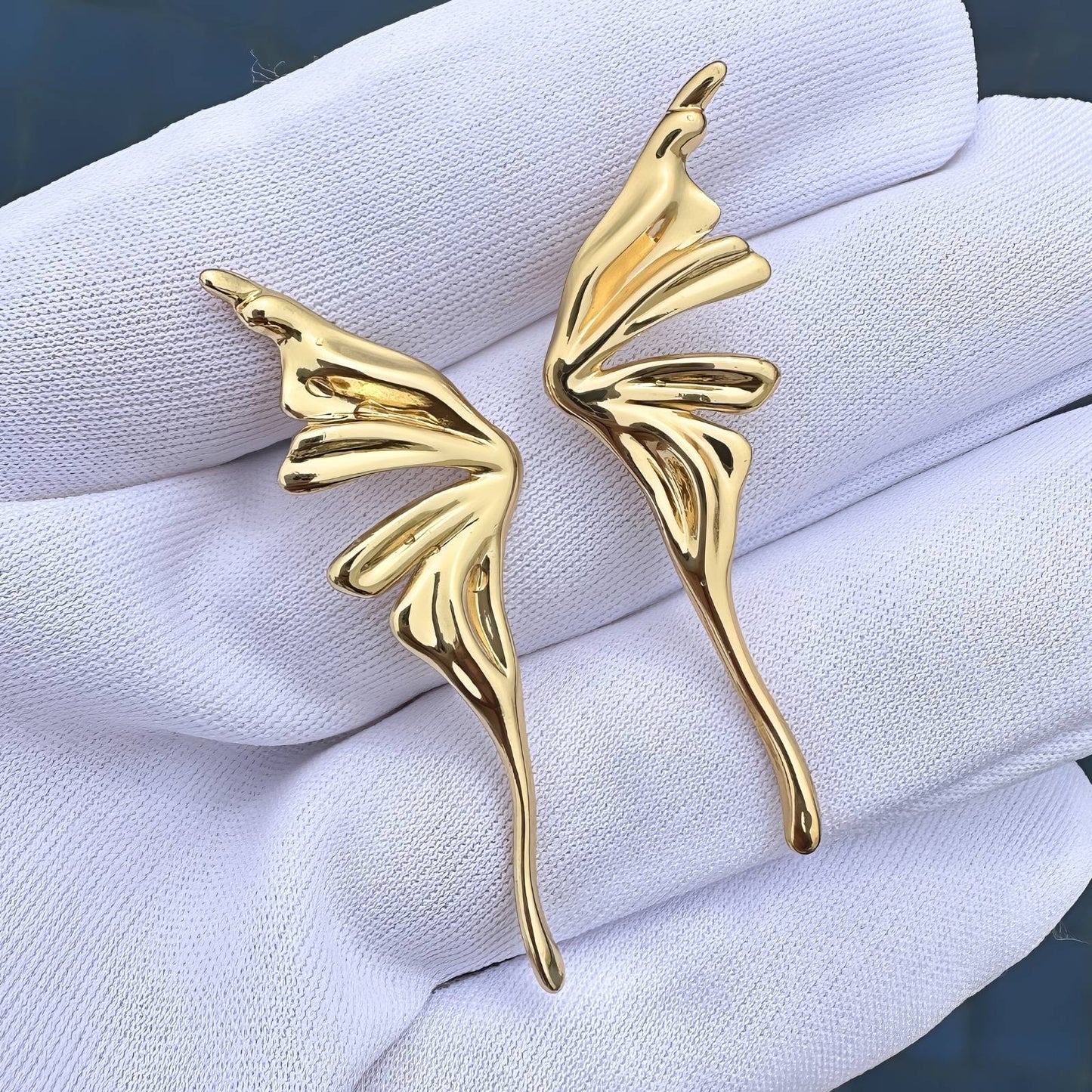 Earrings, 18K Gold Plated Steel
