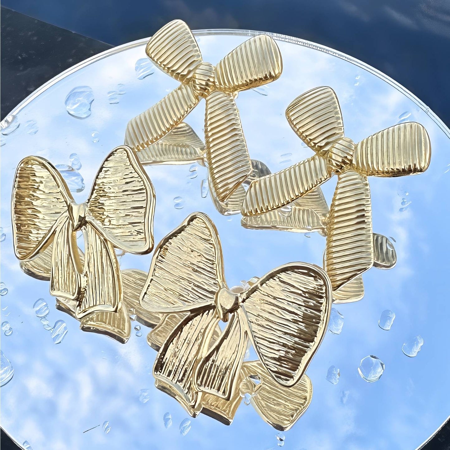 Earrings, 18K Gold Plated Steel