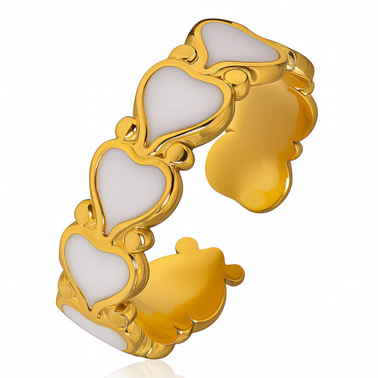 Hearts Ring, 18K Gold Plated Steel