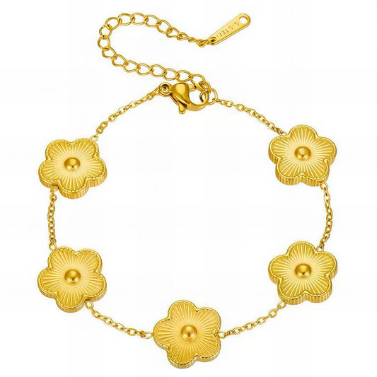 Flowers Bracelet, 18K Gold Plated Steel
