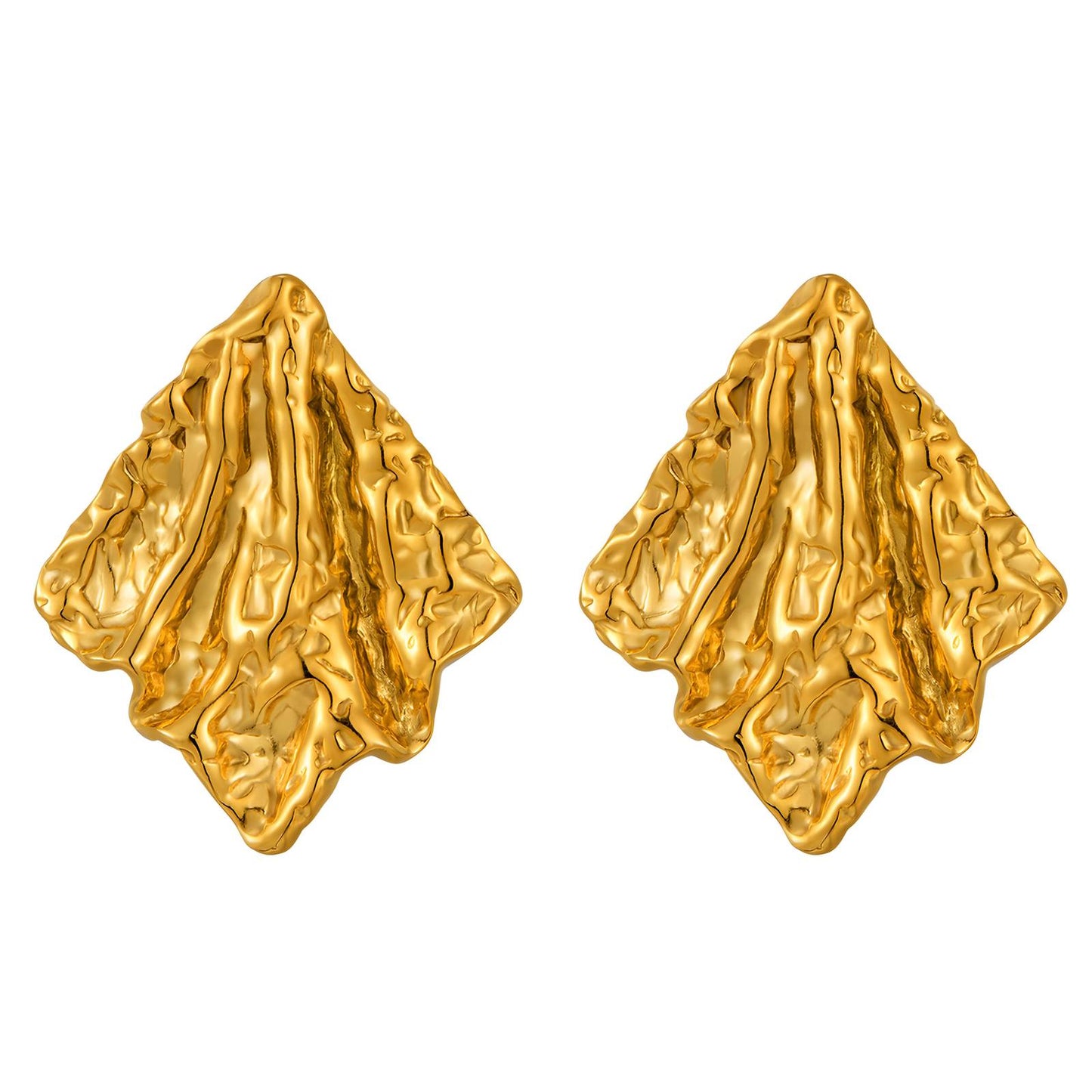Earrings, 18K Gold Plated Steel