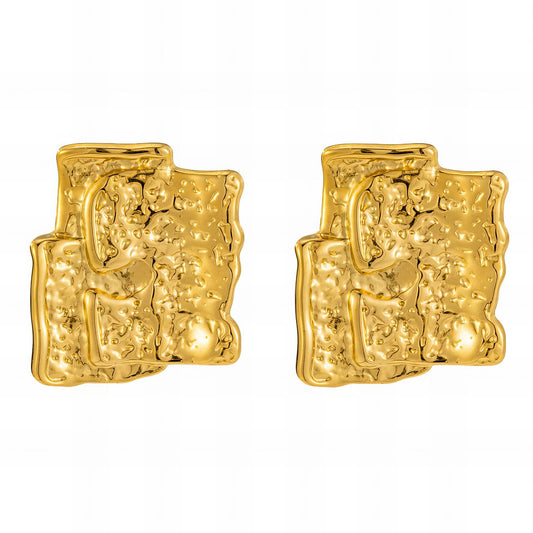 Earrings, 18K Gold Plated Steel