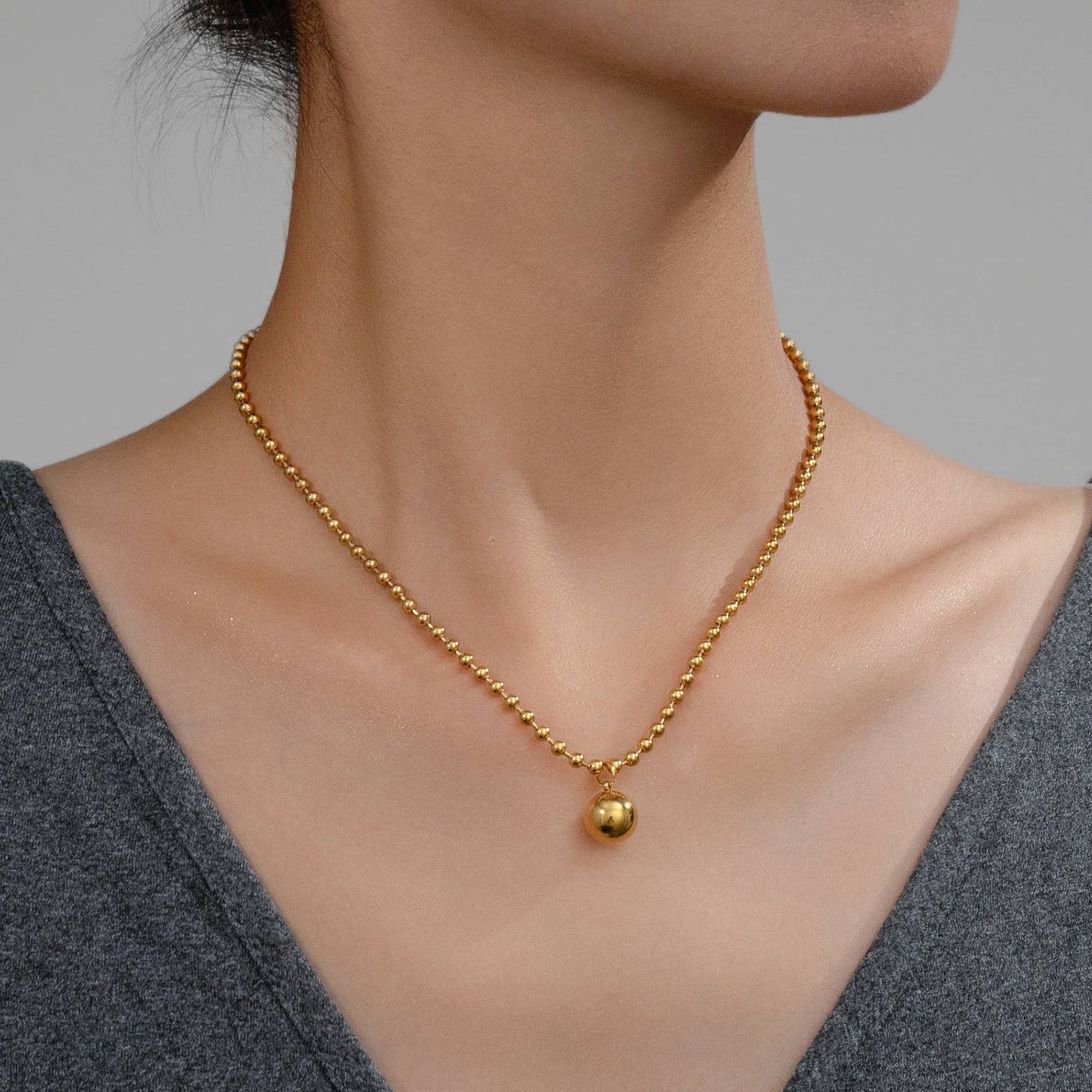 Necklace, 18K Gold Plated Steel