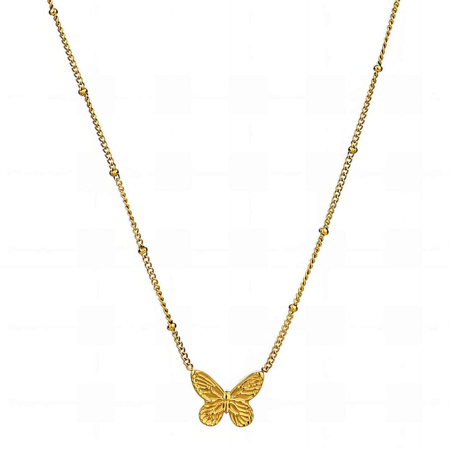 butterfly Necklace, 18K Gold Plated Steel