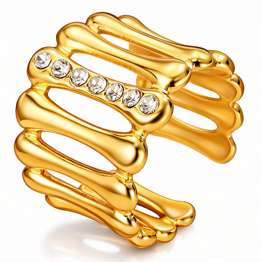 Ring, 18K Gold Plated Steel