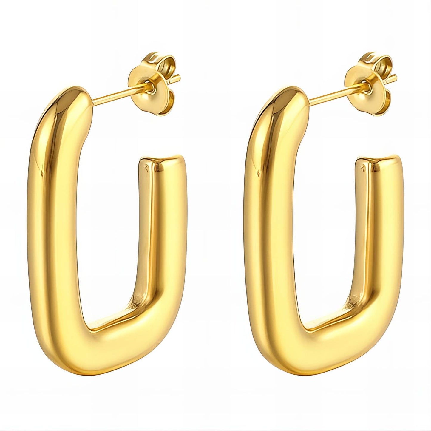 Earrings, 18K Gold Plated Steel